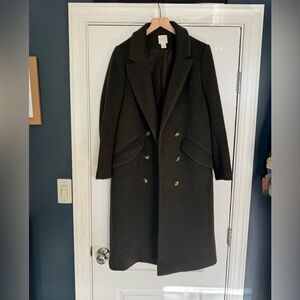 Dark Olive H&M Long Top Coat Size 6